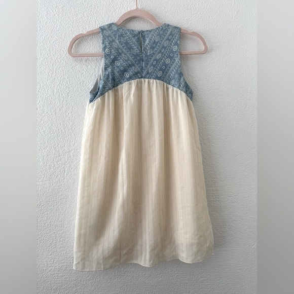 Flying Tomato Sleeveless Cream and Blue Dress Size 9-10 - Picture 3 of 8